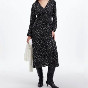 NWT Madewell Black Floral Long Sleeve Dress